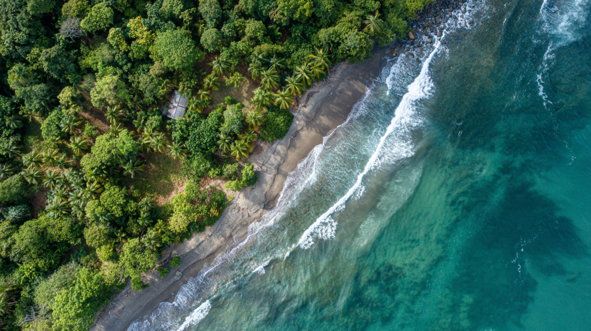 Aerial view of beachfront concession property in Costa Rica