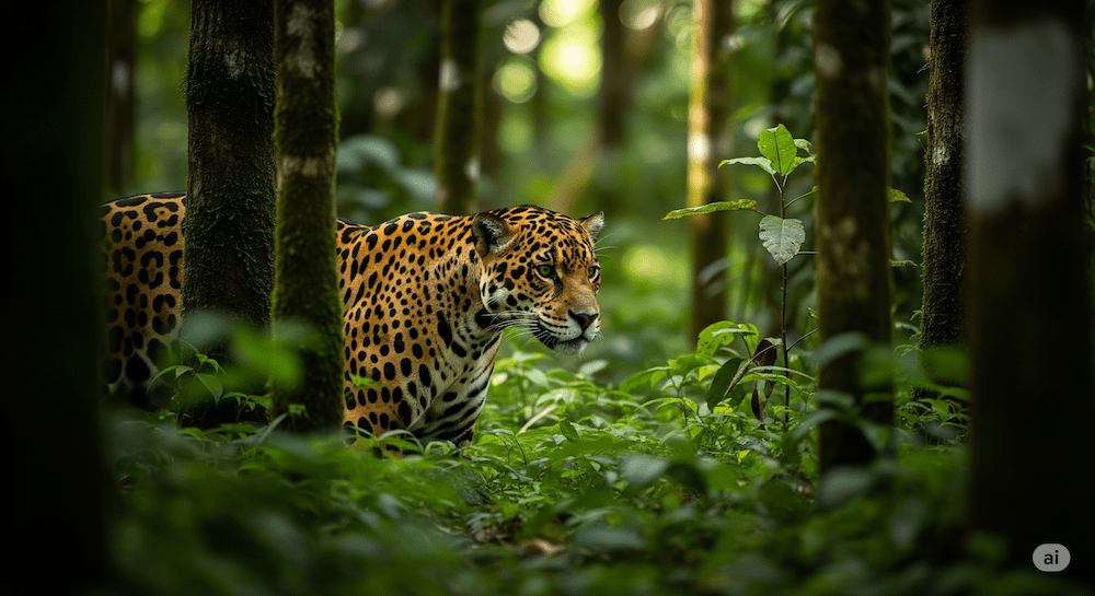 Costa Rica Jaguar in the rainforest Gemini AI image
