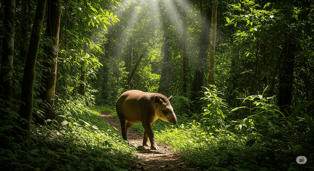 Costa Rica Tapir in the Rainforest - Gemini AI image