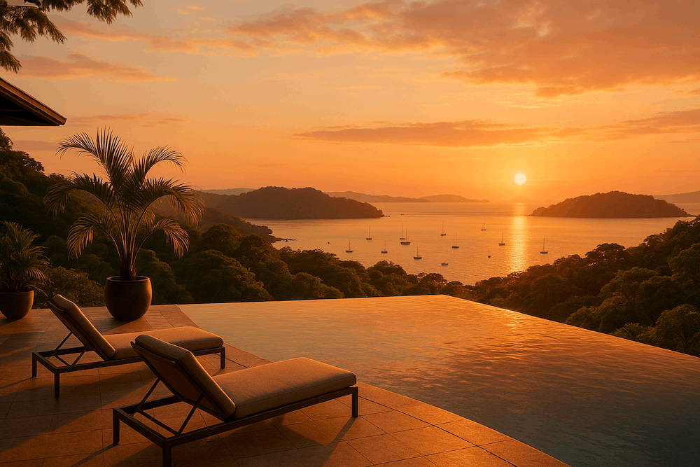 Home constructed by the Pacific Ocean with a view of the coastal waters.